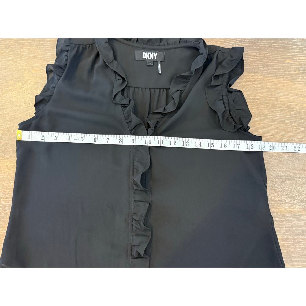 DKNY Black Ruffle Sleeveless Casual Shirt Top Blouse Women size S - Picture 5 of 6